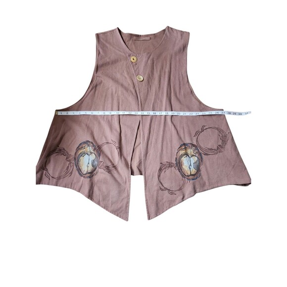 Blue Fish Vintage 90s Organic Cotton Relaxed Lagenlook Vest Boho Women's Brown - Picture 7 of 9